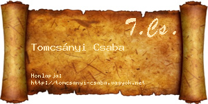 Tomcsányi Csaba névjegykártya